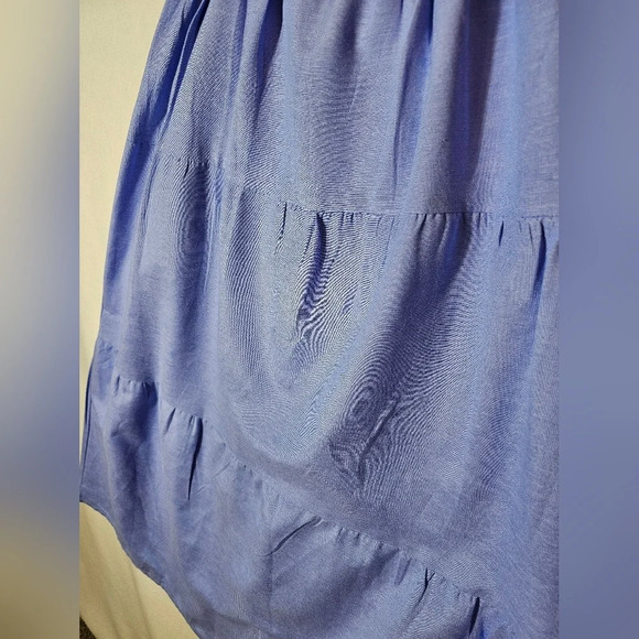 Midnight Sky Blue Tiered Linen Blend Long Skirt Women's Size Large NWT - Picture 2 of 11